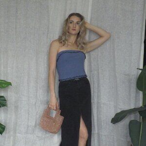Long Black Denim BDG Skirt